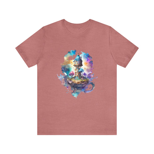 The Wizard's Floating Tower - Short Sleeve Tee Heather Mauve